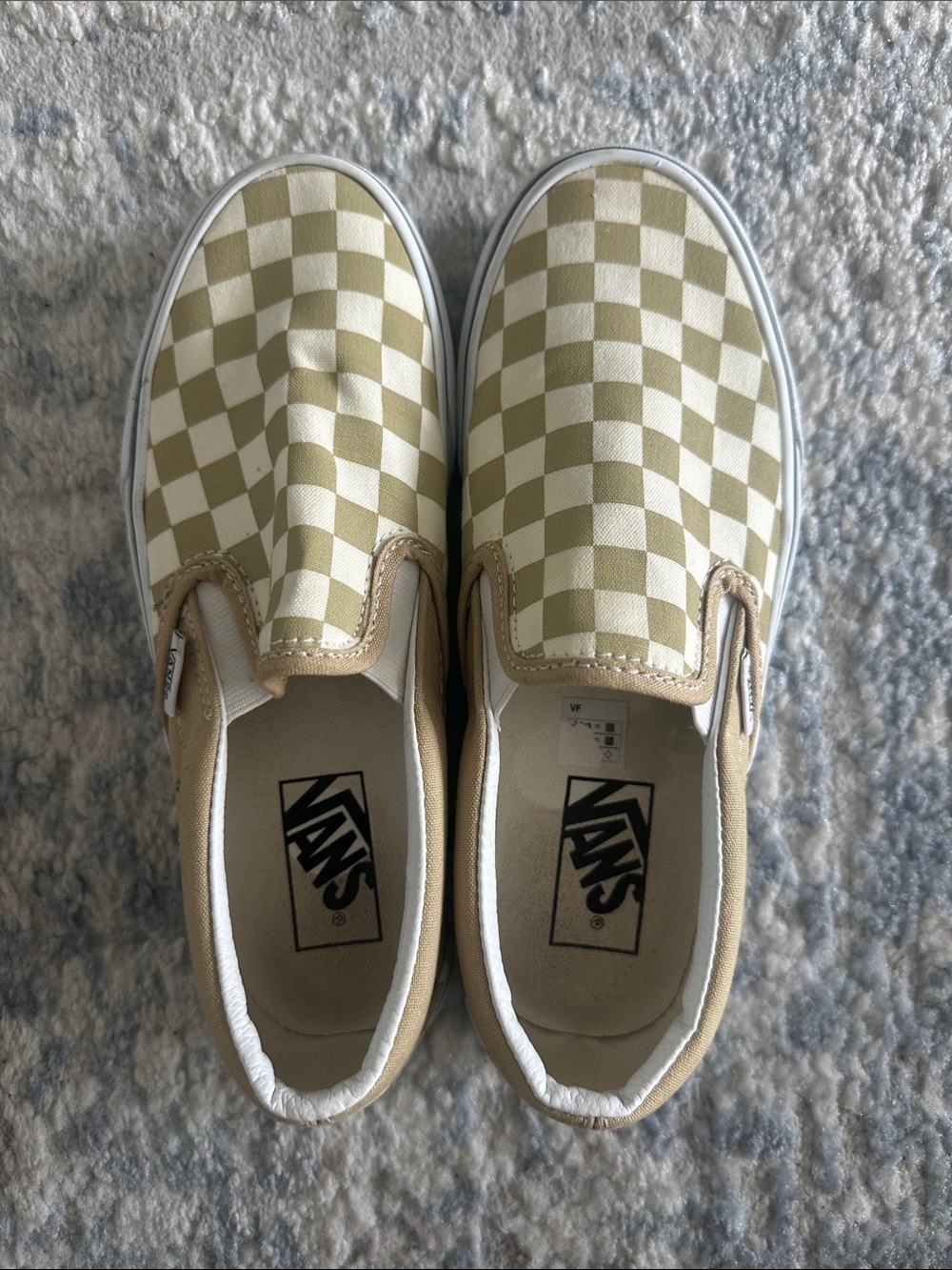 Vans Unisex Slip-On Checkerboard Sneakers in Beige and White mens 5.5/7 women’s - Picture 2 of 5